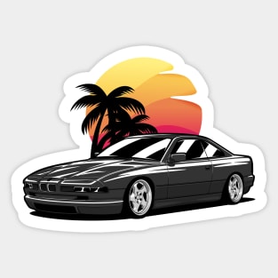 Black E31 860 Coupe Sunset Palms Sticker